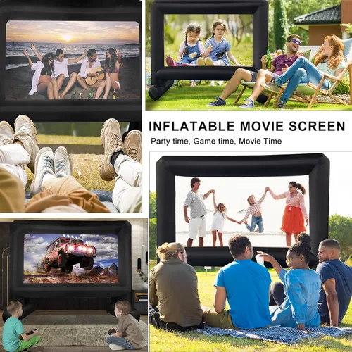 Miniatura 2 de GZKYYLEGS 14 pies de pantalla de proyector de película inflable para interiores y exteriores con bolsa de transporte para proyección frontal