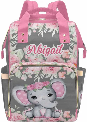 Miniatura 10 de Mochila personalizada para pañales con nombre, mochila grande multifuncional personalizada para pañales de gran capacidad, bolsa de mamá para nueva