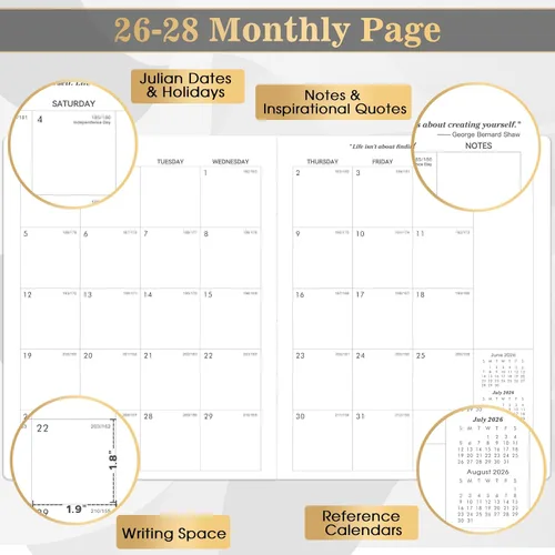Miniatura 3 de Agenda mensual 2026-2027, calendario de 2 años 2026-2027, enero 2026 a diciembre 2027, 9 x 11 pulgadas, agenda de 24 meses con cubierta en relieve