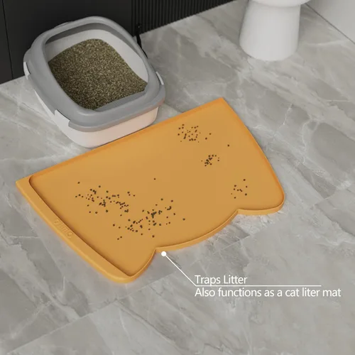 Miniatura 13 de OHMO - Tapete de silicona para alimentos para gatos, tapete de alimentación de mascotas para el piso, antideslizante e impermeable, bandeja de agua