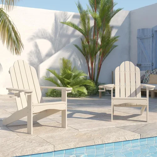 Miniatura 13 de LUE BONA HDPS Sillas Adirondack Set de 2, Silla para Hoguera al Aire Libre Resistente a la Intemperie con Portavasos, Silla Moderna de Plástico