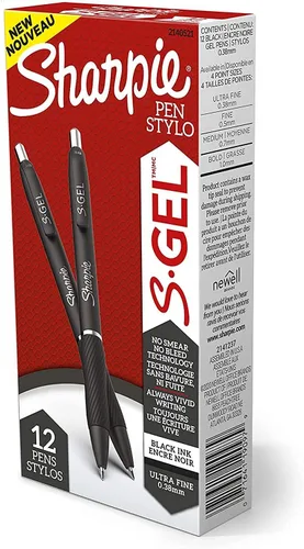 Miniatura 5 de SHARPIE S-Gel, bolígrafos de gel, barril de metal elegante, plomizo, punta media (0.028 in), tinta negra, 4 unidades y S-Gel, bolígrafos de gel