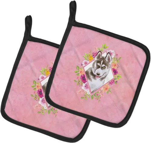 Caroline's Treasures CK4152PTHD Husky Siberiano #2 - Juego de soportes para ollas de cocina resistentes al calor, almohadillas calientes para horno,