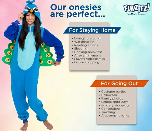 Miniatura 5 de FUNZIEZ! Pijama de pájaro una pieza Disfraz de loro adulto de felpa
