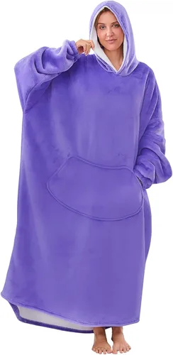 Miniatura 13 de Moinlizy Manta con Capucha Usable, Manta con Capucha Extragrande y Gruesa para Adultos, Mujeres y Hombres con Bolsillo y Mangas