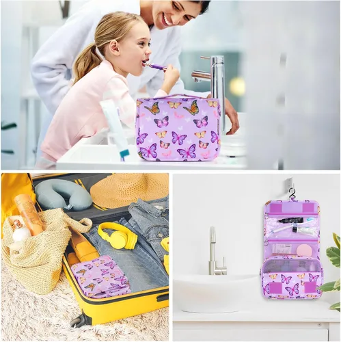 Miniatura 6 de Neceser colgante para niños para niñas y niños, púrpura, ((Butterfly-Purple)