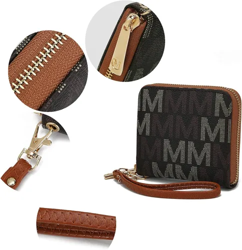 Miniatura 5 de MKF - Cartera de pulsera para mujer múltiples ranuras para tarjetas bolso de piel sintética correa extraíble