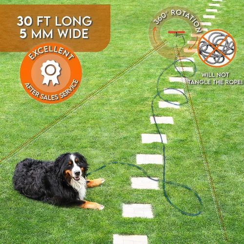 Miniatura 4 de Cable de amarre y estaca para perros grandes, estaca de amarre y anclaje de cable para perros de hasta 200 libras, para patio, playa, exterior Negro
