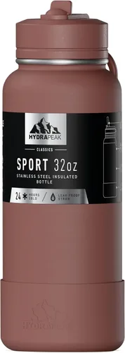 Miniatura 32 de Hydrapeak Botella de agua deportiva aislada de 32 onzas con tapa con popote, a prueba de fugas y derrames, mantiene las bebidas frías durante 24