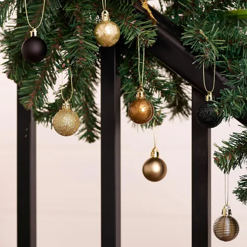 Miniatura 4 de DecorbyHannah Mini Adornos de Navidad Negro y Dorado, 49 unidades de 1.18 pulgadas, Adornos Pequeños para Decoraciones de Árbol de Navidad, Juego a