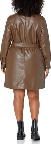 Miniatura 5 de The Drop Vestido camisero de cuero vegano Sam para mujer