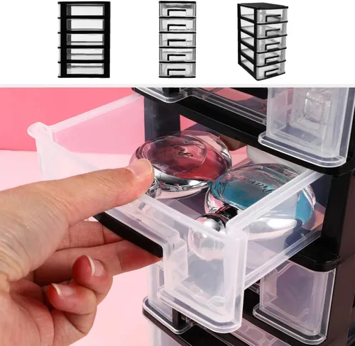 Miniatura 9 de Toddmomy Gabinete de almacenamiento de plástico de 5 niveles, organizador portátil de escritorio, caja de almacenamiento para oficina, estudio