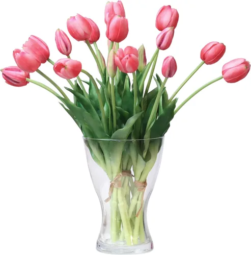 Miniatura 14 de 20 flores de tulipán artificiales, tallos de tulipán de tacto real de 16 pulgadas con hojas sintéticas, tulipanes y capullos sintéticos para Champán