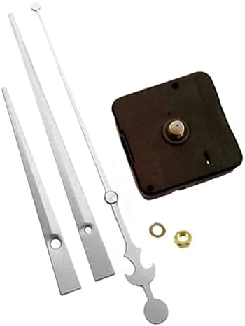 Dhorcas (#03S) Kit de movimiento de reloj de cuarzo para reemplazo, motor roscado de 3/16 pulgadas y manecillas largas plateadas de 6 pulgadas