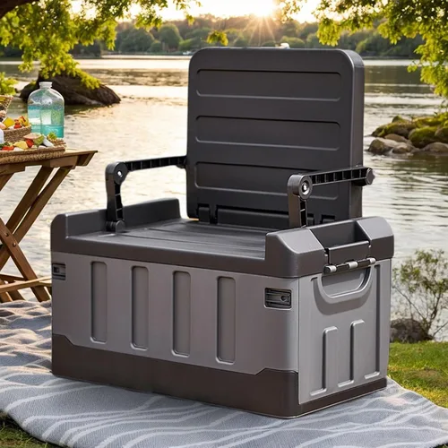 Miniatura 9 de Caja de almacenamiento plegable versátil para camping en coche, organizador de cajuela, contenedores resistentes con tapas, caja de almacenamiento