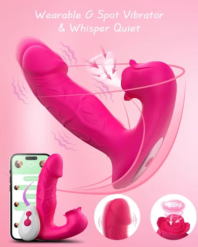 Miniatura 4 de Juguete Vibrador Rosa para Mujer, Estimulador Consolador de Succión con 9 Modos de Vibradores de Succión, Control Remoto, Estimulación del Punto G