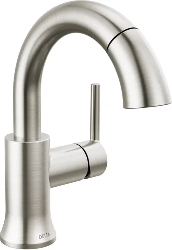 Grifo de Baño Delta Trinsic Extraíble, Grifo de Baño Extraíble, Grifo de Baño de Níquel Cepillado de Un Solo Agujero con Pulsador, Grifo de