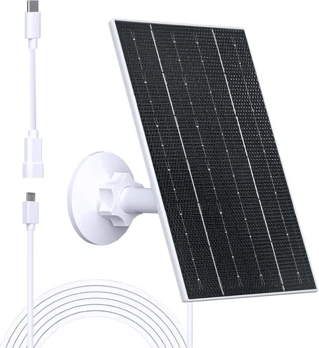 Zivif Panel solar para cámara al aire libre, cargador de panel solar USB de 5 V compatible con cámara de batería recargable, cable de 9.8 pies,
