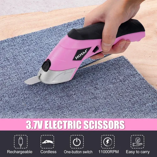Miniatura 4 de Tijeras eléctricas inalámbricas, cortador de tela de 3.7 V, equipado con 2 cuchillas y 1 línea de carga, cortador de cartón eléctrico para telas