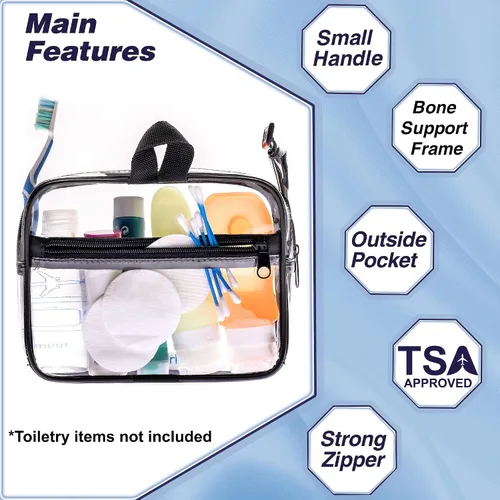 Miniatura 3 de Olanmark Neceser transparente aprobado por la TSA - Bolsa de maquillaje transparente grande para viaje, Claro