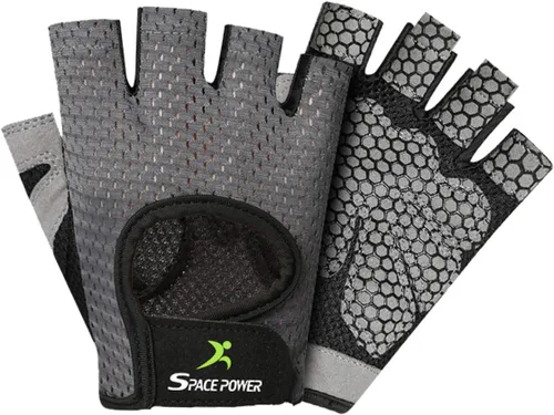 spacepower Guantes de Entrenamiento - Guantes de Gimnasio Ligeros y Transpirables para Ejercicio de Hombres y Mujeres Gris