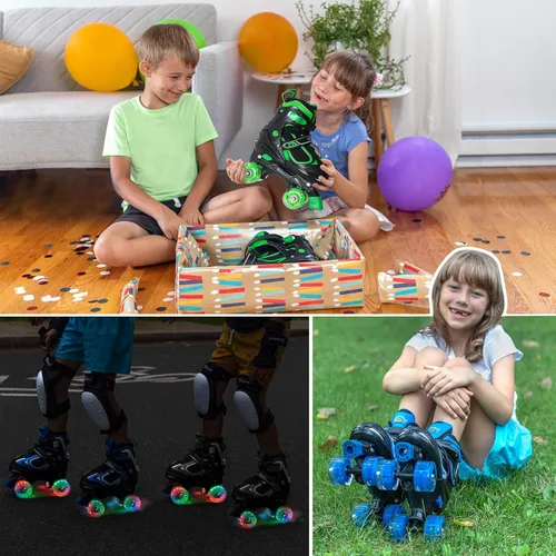 Miniatura 6 de Nattork Patines de ruedas para niños y niñas, patines cuádruples ajustables de 4 tamaños con todas las ruedas iluminadas - regalo de cumpleaños