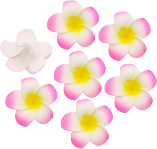 Miniatura 12 de 100 pétalos artificiales de plumeria rubra hawaiana de espuma de Frangipani de 1.6 pulgadas de diámetro, para decoración de bodas, fiestas (naranja)