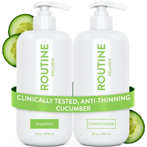 Routine Wellness - Juego de champú y acondicionador para cabello más fuerte, con biotina, seguro para color, sin sulfato, vegano, clínicamente