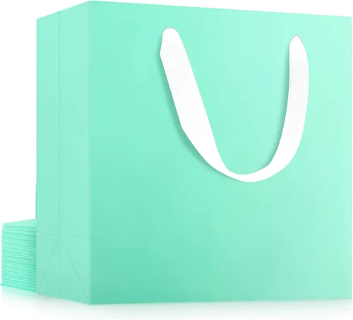 Miniatura 37 de EUSOAR Bolsas de Regalo Grandes Azul Marino, Paquete de 25 - Bolsas de Papel de Compras de 12.5"x4.5"x11" con Asas para Negocios, Manualidades