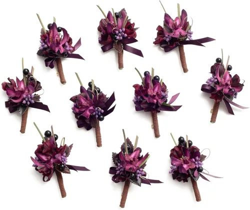 Miniatura 19 de Ling's Moment Boutonniere para Hombre, juego de 10 ramilletes para invitados, flores artificiales para decoración de boda/baile/regreso a casa, etc.