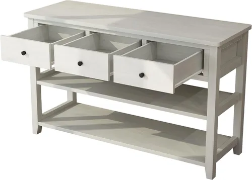 Miniatura 7 de VINGLI Mesa consola de 47 pulgadas, mesa de entrada con 3 cajones y 2 estantes de almacenamiento, mesa de sofá estrecha detrás del sofá, mesas
