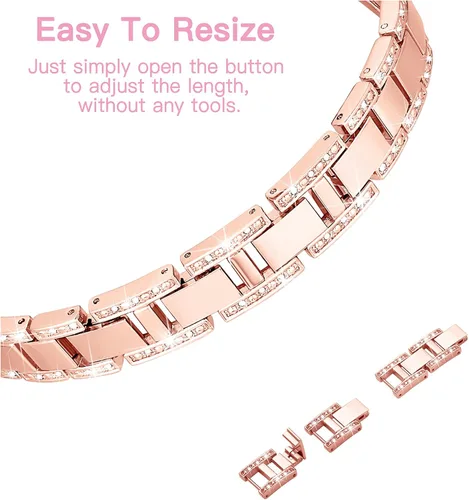 Miniatura 2 de Wipalor Compatible con Apple Watch Band de 1.57 pulgadas + funda, ligera para mujer, pulsera fácil de ajustable, diamante brillante en ambos lados