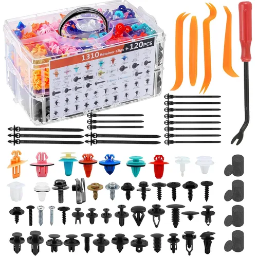 Miniatura 12 de Kit de clips y sujetadores de retención para automóvil – 32 tamaños universales de parachoques de nailon, remaches para guardabarros, clips
