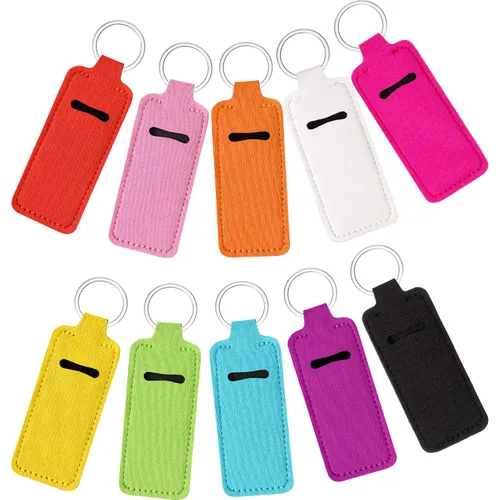 Boao Llavero con clip para lápiz labial, 10 unidades, colorido, soporte para bálsamo labial, accesorios para bolsa de bolsillo (anillo plateado)