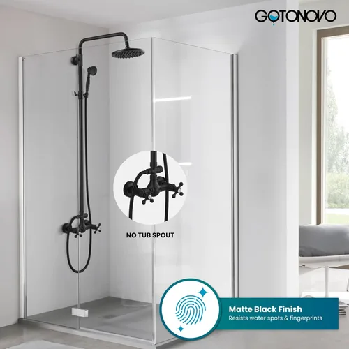 Miniatura 2 de gotonovo Juego de grifería de ducha de baño expuesto, accesorio de ducha, cabezal de ducha tipo lluvia de 8 pulgadas, ducha de mano, mango cruzado