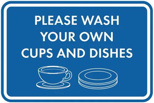 Miniatura 62 de Letrero clásico enmarcado con texto en inglés «Please Wash Your Own Cups and Dishes» (oro cepillado), pequeño