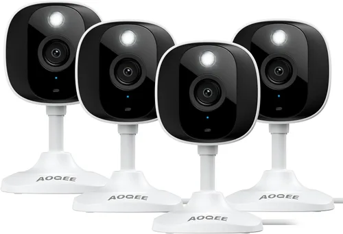 AOQEE Cámaras 2K para Seguridad del Hogar - Cámara para Exteriores/Interiores para Perro/Gato/Mascota/Niñera/Bebé, Visión Nocturna a Color, Luz
