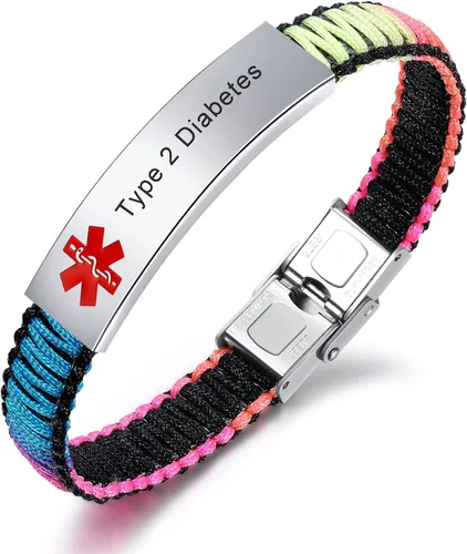 JF.JEWELRY Pulsera de alerta médica para mujeres | T1D T2D Pulsera de identificación de alerta médica para diabetes y epilepsia para niñas y niños |