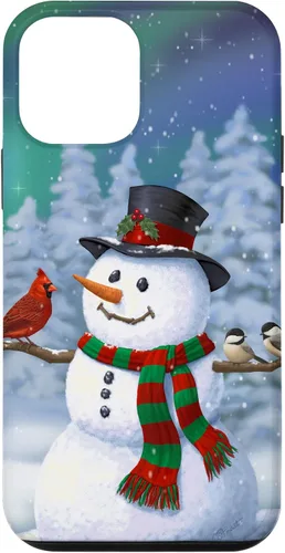 Miniatura 22 de Funda para iPhone 17 con diseño de muñeco de nieve y pájaros en invierno