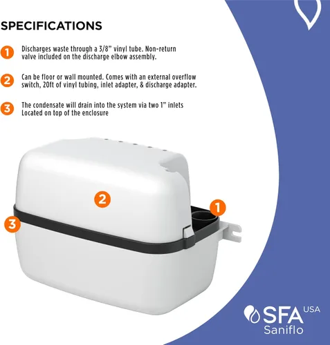 Miniatura 5 de SFA SANIFLO - Sanicondens - Bomba de condensado - Fácil instalación para calderas de condensación, sistemas HVAC y sistemas de calentadores de agua