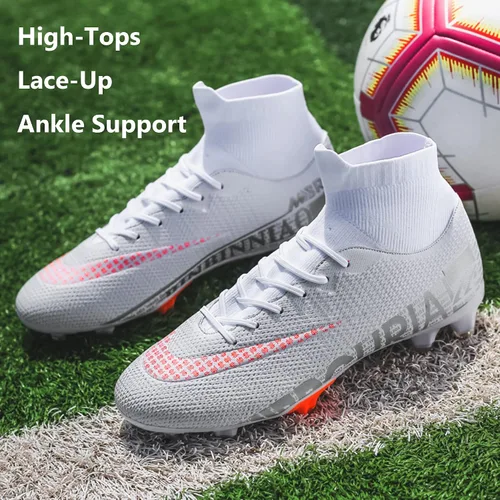 Miniatura 4 de XJIODF Men's AGFG Soccer Cleats Football Shoes High-Tops Lace-Up Non-Slip Spikes