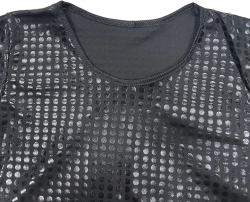 Miniatura 7 de Camiseta brillante de manga corta para niños y niñas, estilo hip hop, jazz, danza, festival, fiesta, blusa suelta
