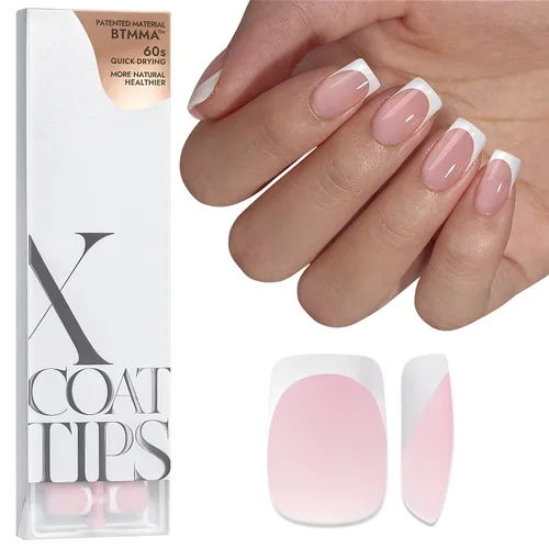 Miniatura 9 de BTArtboxnails XCOATTIPS - Uñas a presión, puntas cortas de almendra con gel de uñas, dúo protector francés, lámpara de uñas, gel suave todo en uno