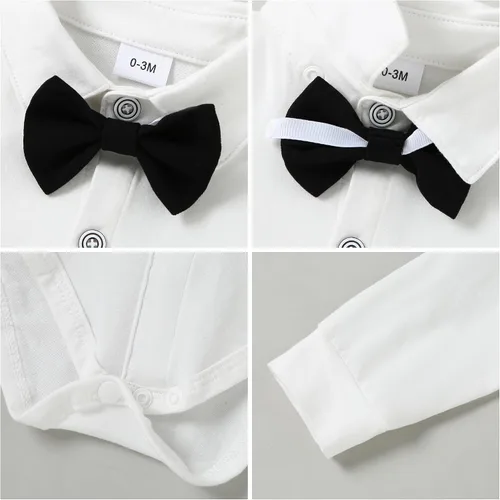 Miniatura 2 de DISAUR Ropa para bebé niño pequeño, 4 piezas de vestido de caballero + chaleco + pantalones + corbata de lazo conjunto de traje de algodón