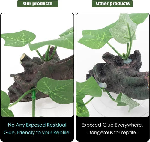 Miniatura 4 de AQUA KT Rama de Esquina de Terrario de Reptiles con Planta Decorativa y Ventosa para Anfibios, Lagartos y Serpientes Trepadoras Rama de escalada