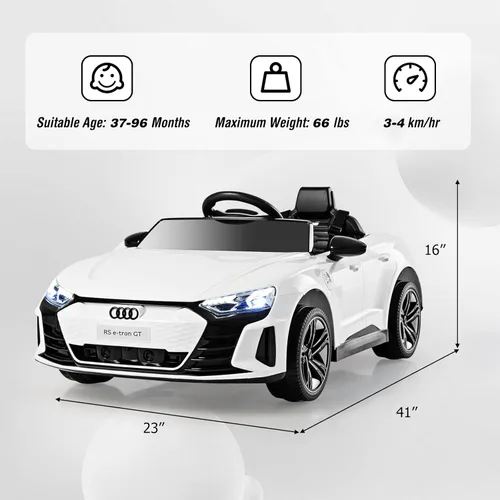 Miniatura 7 de OLAKIDS Audi RS e-tron GT - Vehículo eléctrico con licencia de 12 V con control remoto, funciona con pilas, juguete para niños pequeños con Blanco