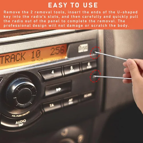 Miniatura 4 de Dickno 4 piezas de herramientas de extracción de radio de automóvil, en forma de U, kit de herramientas de liberación estéreo automático de acero