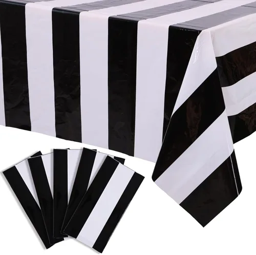 Miniatura 31 de Kesfey - Paquete de 3 manteles de plástico desechables, 54 x 108 pulgadas, diseño horizontal a rayas azul y blanco, náutico, impermeable, Rayas