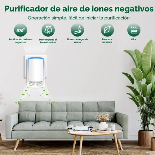 Miniatura 3 de Ionizadores de aire para el hogar (paquete de 3), generador de iones negativos, ambientador silencioso para dormitorio, oficina, cocina, filtro