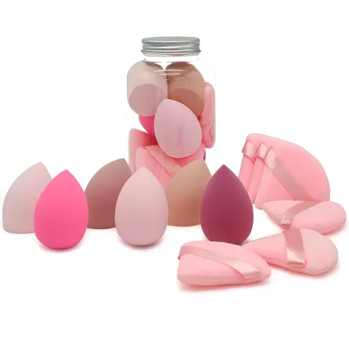 Juego de esponjas de maquillaje profesional 6+6, esponja suave portátil de 2.76 pulgadas, esponja de mezcla de maquillaje multicolor, aplicador Rosa